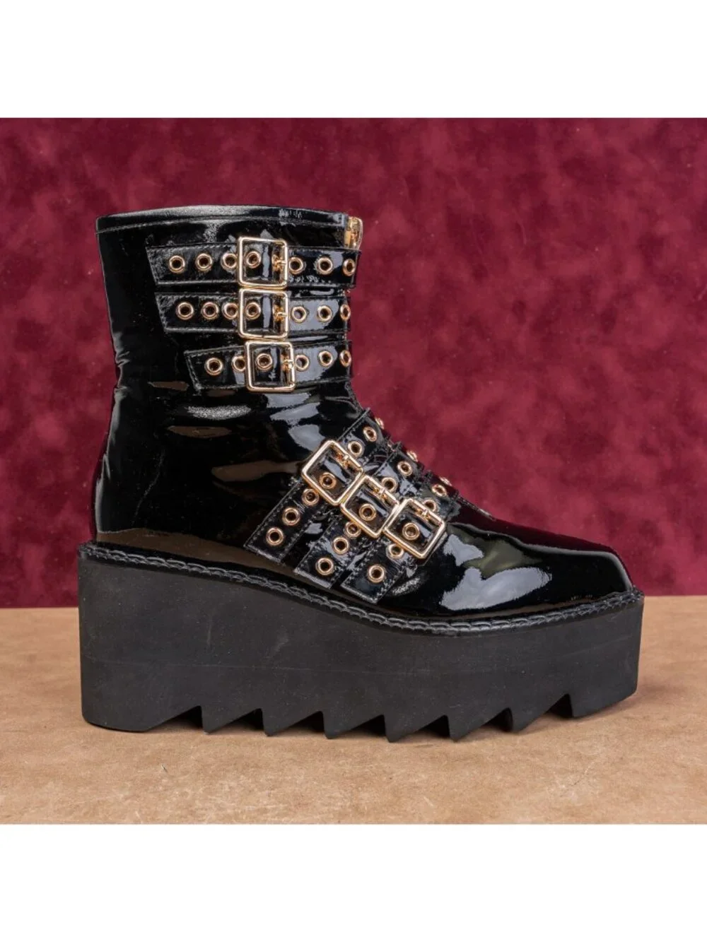 Jeffrey Campbell Wmn Party Stempunk Gothic Patent Leather Platform Boots 8.5